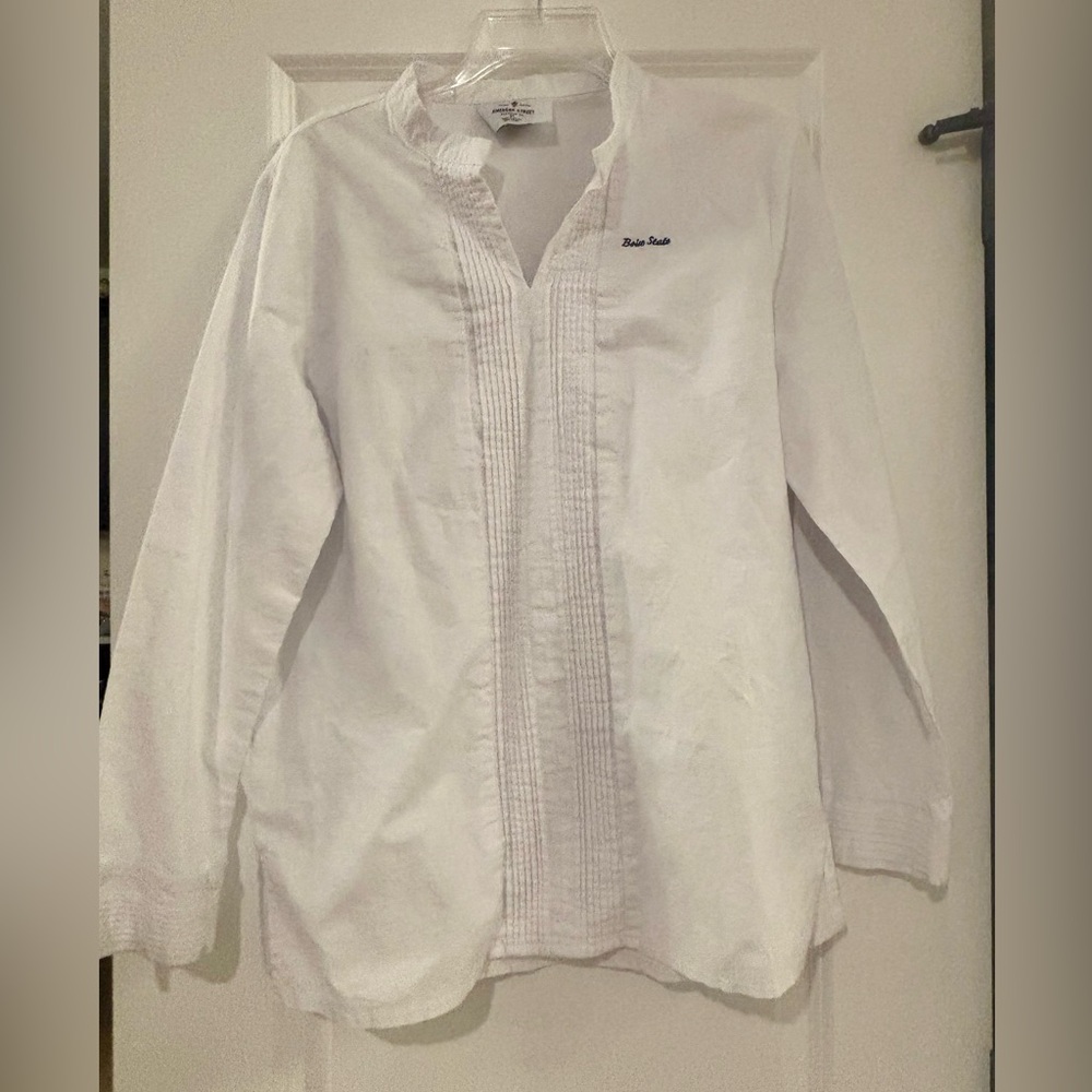 Emerson Street Boise State Tunic Top | Cotton‑Flax Linen‑Like Blouse | Size M |